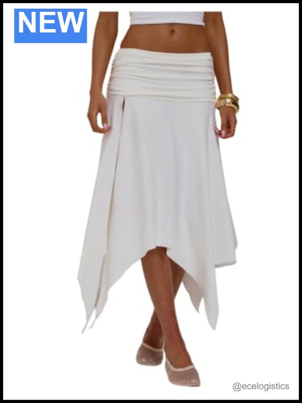 Flowy Asymmetrical High Slit Midi Skirt A-Line